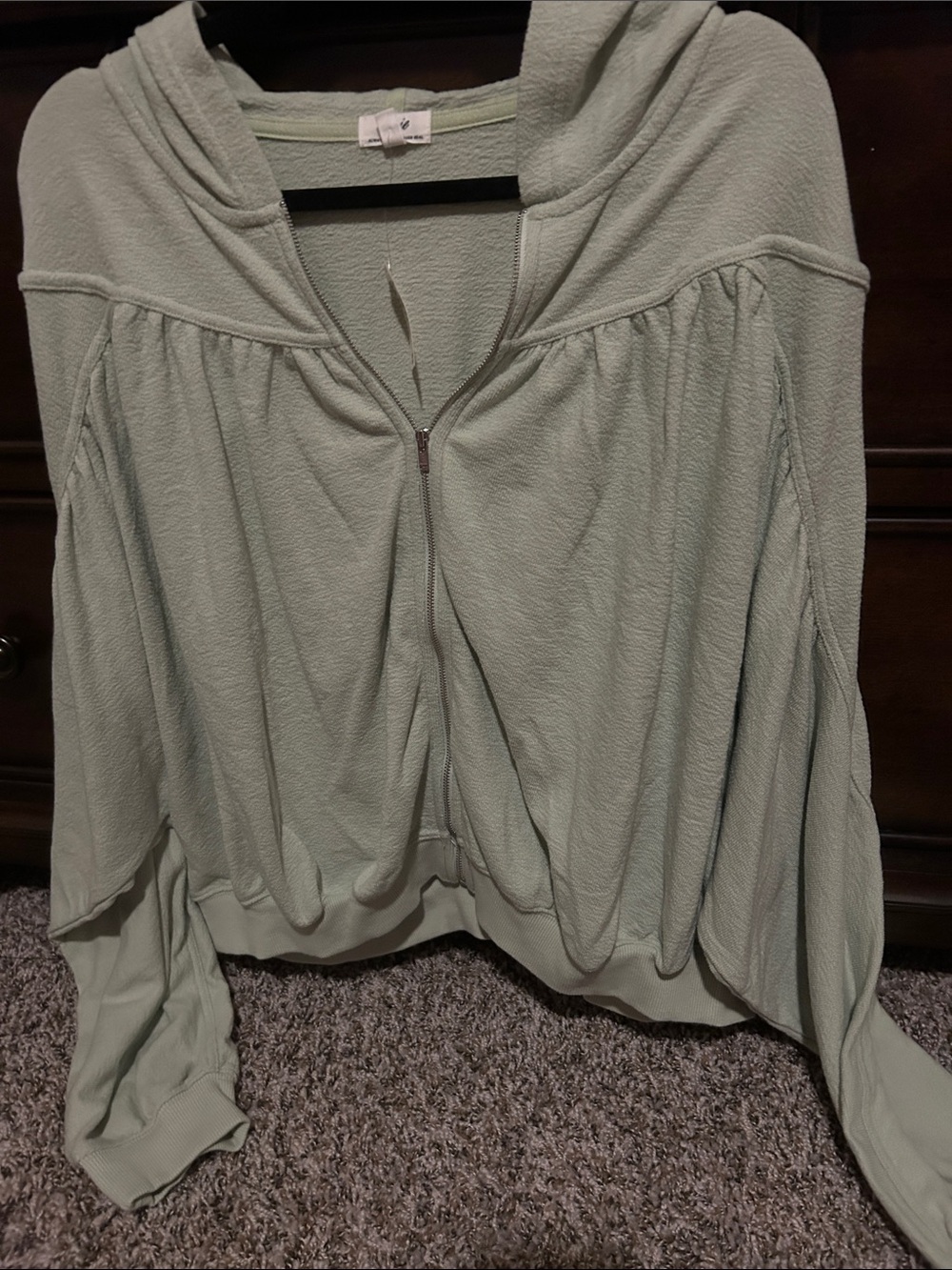 aerie Sage Green Zip-Up Hooded Sweatshirt
